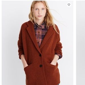 Madewell Textured Blazer Sweater Jacket Rust XL